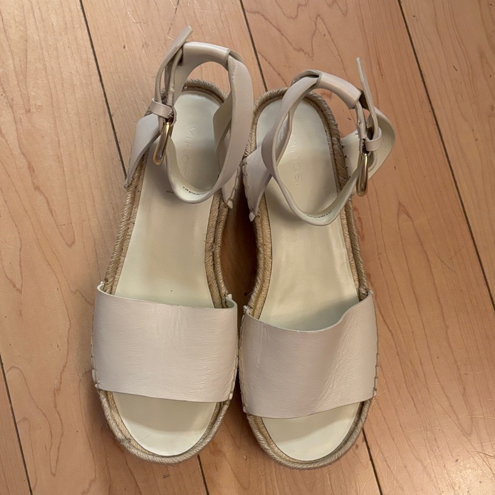 Vince White leather Espadrille Ankle-Strap Sandals